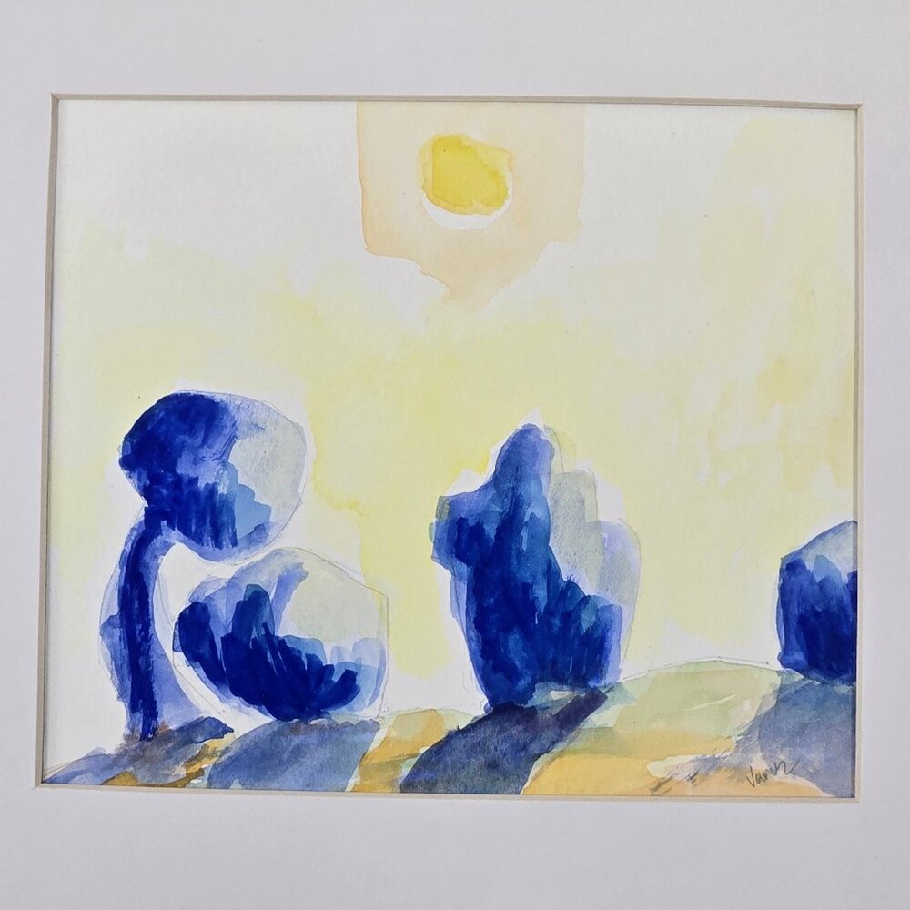 Original Watercolor Painting Signed Armenian Modernist Art